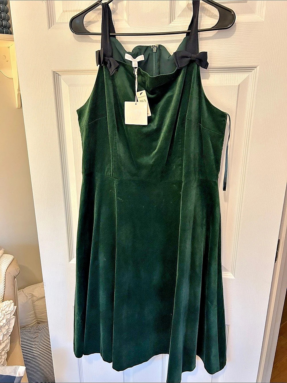 Talbots RSVP Velvet Mini Dress in Green Size 14 NWT